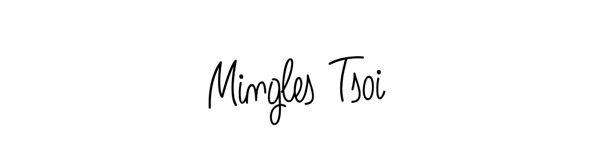 How to make Mingles Tsoi name signature. Use Angelique-Rose-font-FFP style for creating short signs online. This is the latest handwritten sign. Mingles Tsoi signature style 5 images and pictures png