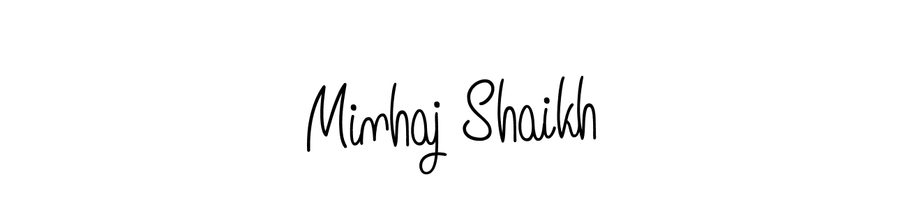 Use a signature maker to create a handwritten signature online. With this signature software, you can design (Angelique-Rose-font-FFP) your own signature for name Minhaj Shaikh. Minhaj Shaikh signature style 5 images and pictures png