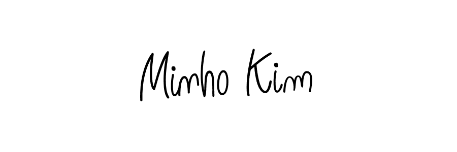 The best way (Angelique-Rose-font-FFP) to make a short signature is to pick only two or three words in your name. The name Minho Kim include a total of six letters. For converting this name. Minho Kim signature style 5 images and pictures png
