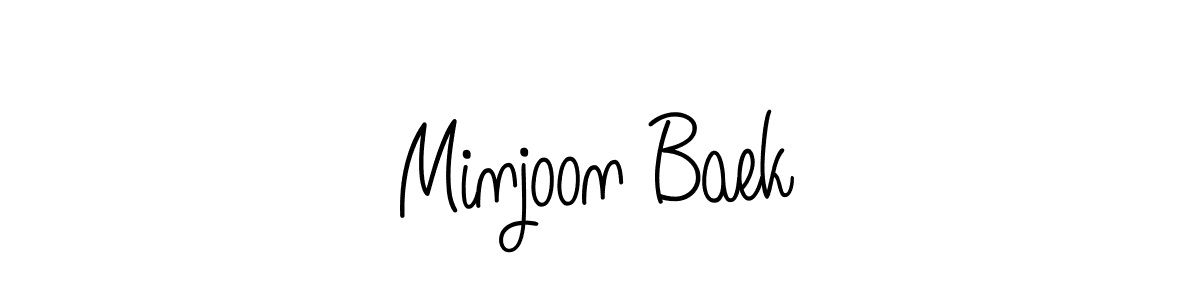 How to make Minjoon Baek name signature. Use Angelique-Rose-font-FFP style for creating short signs online. This is the latest handwritten sign. Minjoon Baek signature style 5 images and pictures png