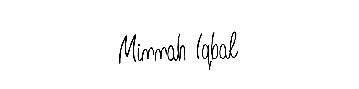 Use a signature maker to create a handwritten signature online. With this signature software, you can design (Angelique-Rose-font-FFP) your own signature for name Minnah Iqbal. Minnah Iqbal signature style 5 images and pictures png