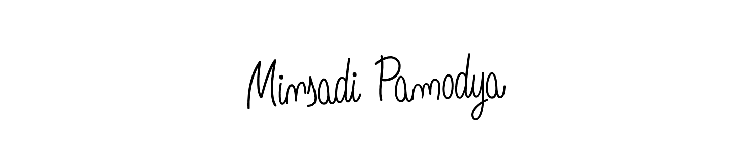 How to make Minsadi Pamodya name signature. Use Angelique-Rose-font-FFP style for creating short signs online. This is the latest handwritten sign. Minsadi Pamodya signature style 5 images and pictures png