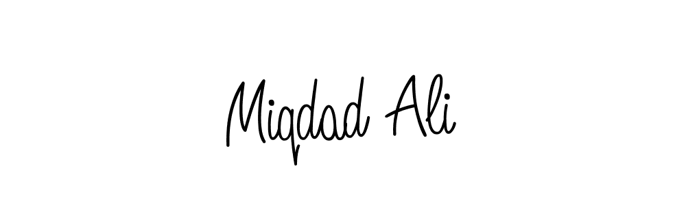 You should practise on your own different ways (Angelique-Rose-font-FFP) to write your name (Miqdad Ali) in signature. don't let someone else do it for you. Miqdad Ali signature style 5 images and pictures png