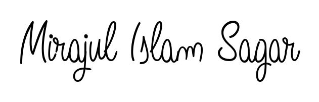 A sleek calligraphic signature for name Mirajul Islam Sagar utilizing Angelique-Rose-font-FFP styling. Great for adding personal signatures to photos and art. Mirajul Islam Sagar signature style 5 images and pictures png