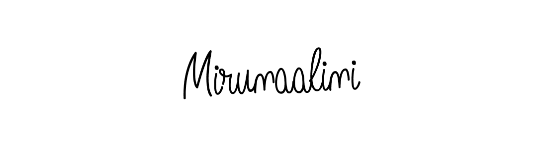 How to make Mirunaalini name signature. Use Angelique-Rose-font-FFP style for creating short signs online. This is the latest handwritten sign. Mirunaalini signature style 5 images and pictures png