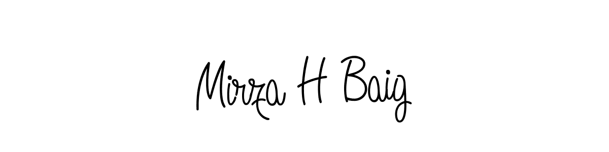 How to make Mirza H Baig name signature. Use Angelique-Rose-font-FFP style for creating short signs online. This is the latest handwritten sign. Mirza H Baig signature style 5 images and pictures png