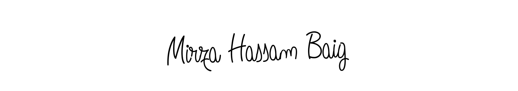 How to make Mirza Hassam Baig name signature. Use Angelique-Rose-font-FFP style for creating short signs online. This is the latest handwritten sign. Mirza Hassam Baig signature style 5 images and pictures png