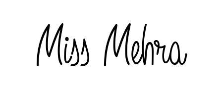 Personalize your online presence with Miss Mehra signature rendered in elegant Angelique-Rose-font-FFP font. Great for website footers and blogs. Miss Mehra signature style 5 images and pictures png