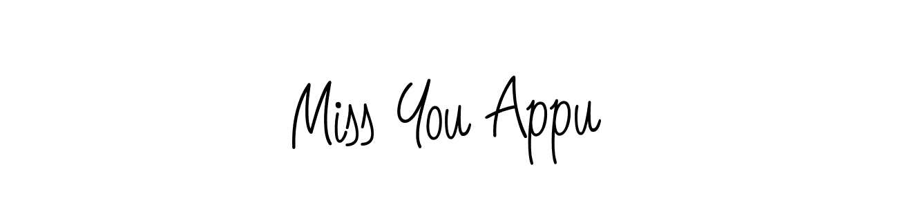 How to Draw Miss You Appu signature style? Angelique-Rose-font-FFP is a latest design signature styles for name Miss You Appu. Miss You Appu signature style 5 images and pictures png