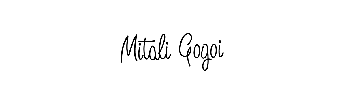 You should practise on your own different ways (Angelique-Rose-font-FFP) to write your name (Mitali Gogoi) in signature. don't let someone else do it for you. Mitali Gogoi signature style 5 images and pictures png