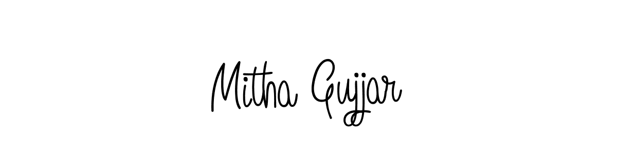 You should practise on your own different ways (Angelique-Rose-font-FFP) to write your name (Mitha Gujjar) in signature. don't let someone else do it for you. Mitha Gujjar signature style 5 images and pictures png