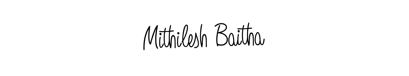 The best way (Angelique-Rose-font-FFP) to make a short signature is to pick only two or three words in your name. The name Mithilesh Baitha include a total of six letters. For converting this name. Mithilesh Baitha signature style 5 images and pictures png