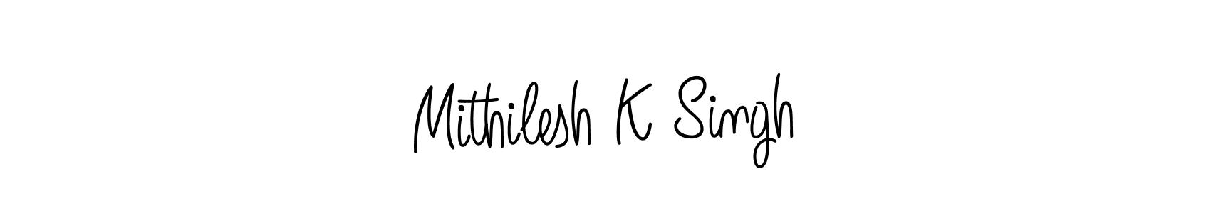 Make a beautiful signature design for name Mithilesh K Singh. With this signature (Angelique-Rose-font-FFP) style, you can create a handwritten signature for free. Mithilesh K Singh signature style 5 images and pictures png
