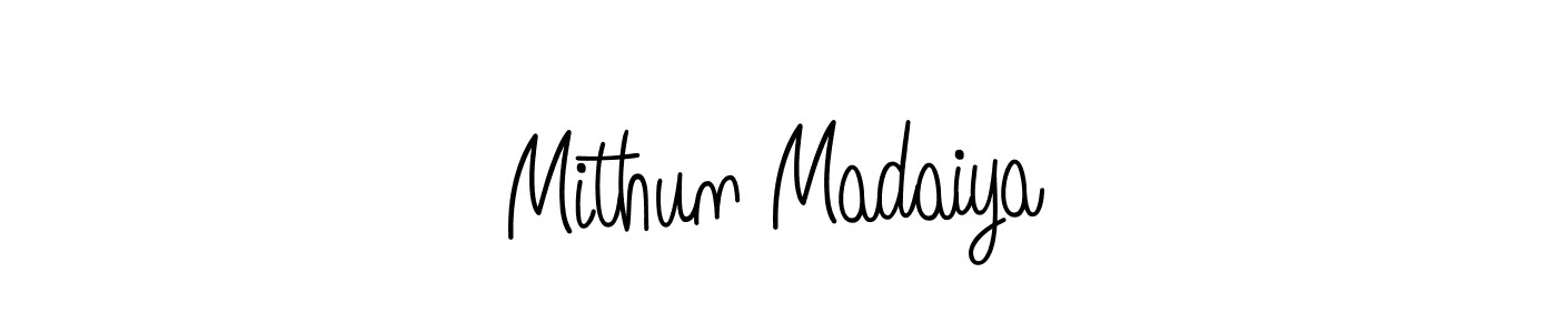 Create a beautiful signature design for name Mithun Madaiya. With this signature (Angelique-Rose-font-FFP) fonts, you can make a handwritten signature for free. Mithun Madaiya signature style 5 images and pictures png