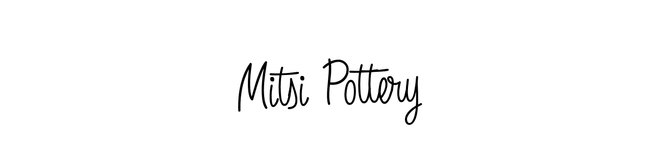 How to make Mitsi Pottery name signature. Use Angelique-Rose-font-FFP style for creating short signs online. This is the latest handwritten sign. Mitsi Pottery signature style 5 images and pictures png