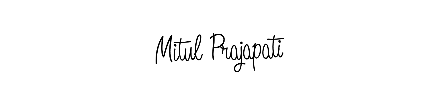 You should practise on your own different ways (Angelique-Rose-font-FFP) to write your name (Mitul Prajapati) in signature. don't let someone else do it for you. Mitul Prajapati signature style 5 images and pictures png