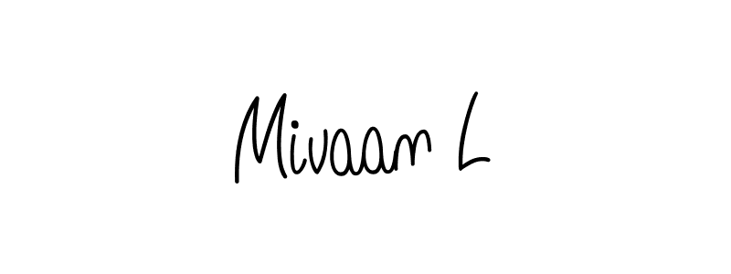 How to make Mivaan L name signature. Use Angelique-Rose-font-FFP style for creating short signs online. This is the latest handwritten sign. Mivaan L signature style 5 images and pictures png