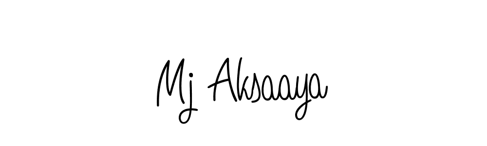 Make a beautiful signature design for name Mj Aksaaya. With this signature (Angelique-Rose-font-FFP) style, you can create a handwritten signature for free. Mj Aksaaya signature style 5 images and pictures png