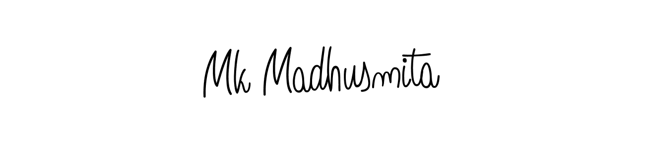 Check out images of Autograph of Mk Madhusmita name. Actor Mk Madhusmita Signature Style. Angelique-Rose-font-FFP is a professional sign style online. Mk Madhusmita signature style 5 images and pictures png