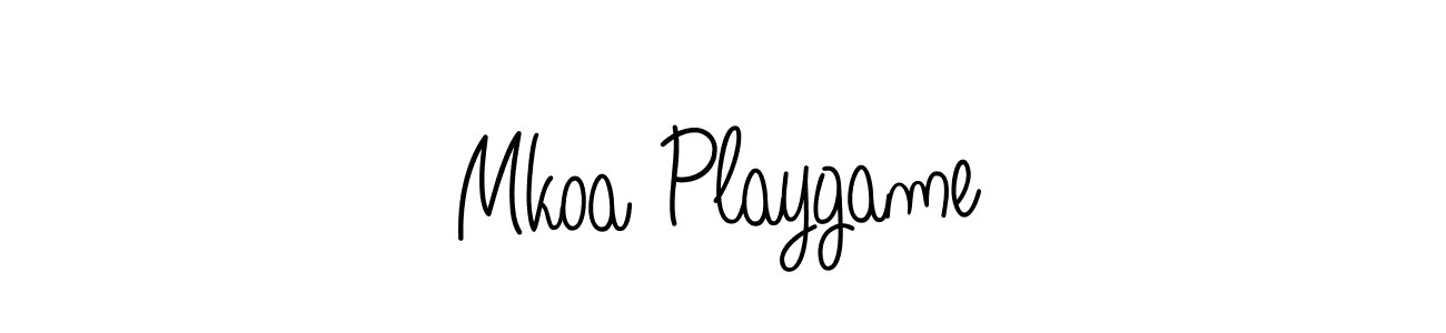 Make a beautiful signature design for name Mkoa Playgame. With this signature (Angelique-Rose-font-FFP) style, you can create a handwritten signature for free. Mkoa Playgame signature style 5 images and pictures png