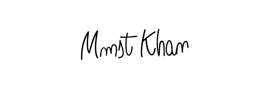 Use a signature maker to create a handwritten signature online. With this signature software, you can design (Angelique-Rose-font-FFP) your own signature for name Mmst Khan. Mmst Khan signature style 5 images and pictures png