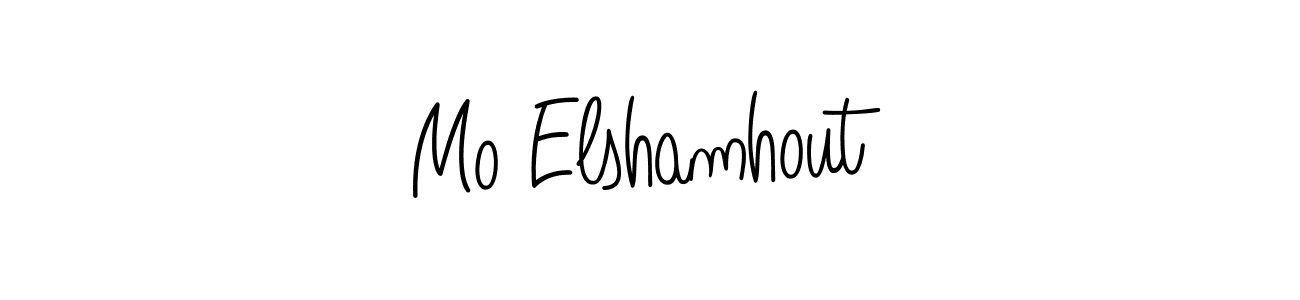 Use a signature maker to create a handwritten signature online. With this signature software, you can design (Angelique-Rose-font-FFP) your own signature for name Mo Elshamhout. Mo Elshamhout signature style 5 images and pictures png