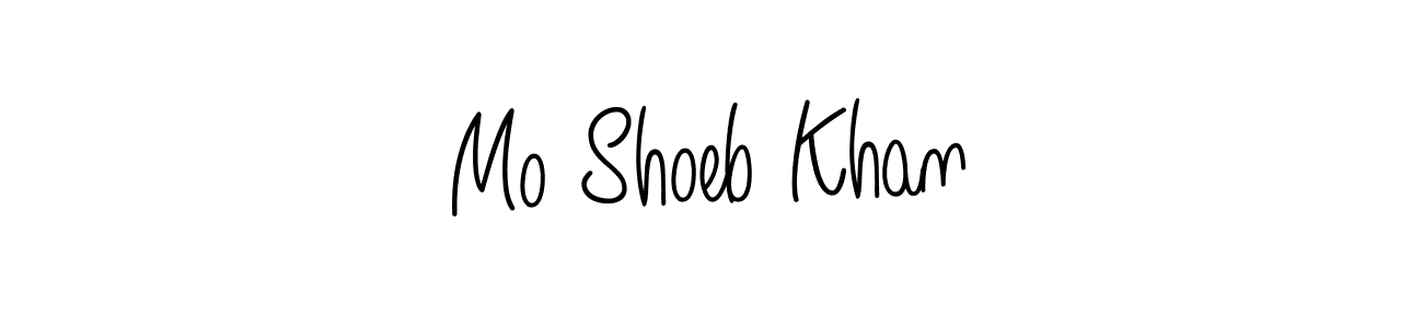 The best way (Angelique-Rose-font-FFP) to make a short signature is to pick only two or three words in your name. The name Mo Shoeb Khan include a total of six letters. For converting this name. Mo Shoeb Khan signature style 5 images and pictures png