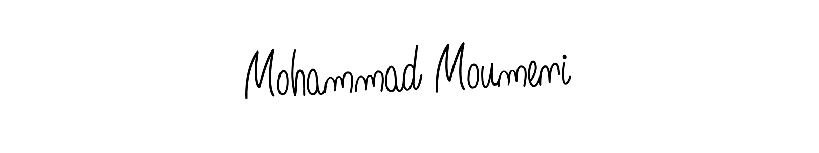 The best way (Angelique-Rose-font-FFP) to make a short signature is to pick only two or three words in your name. The name Mohammad Moumeni include a total of six letters. For converting this name. Mohammad Moumeni signature style 5 images and pictures png