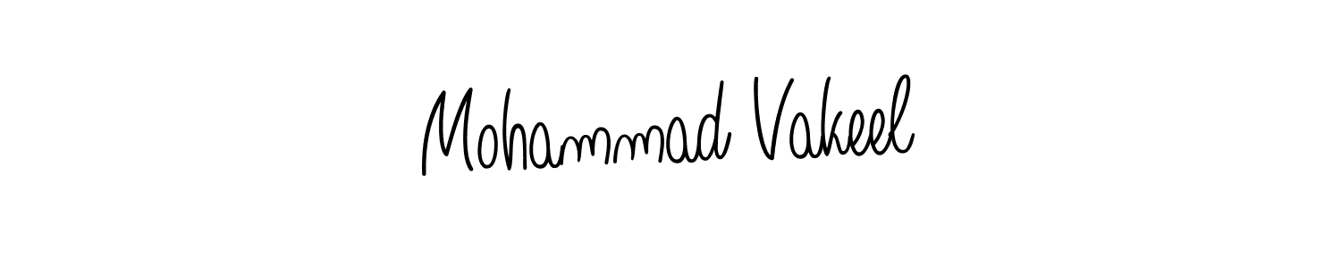 The best way (Angelique-Rose-font-FFP) to make a short signature is to pick only two or three words in your name. The name Mohammad Vakeel include a total of six letters. For converting this name. Mohammad Vakeel signature style 5 images and pictures png