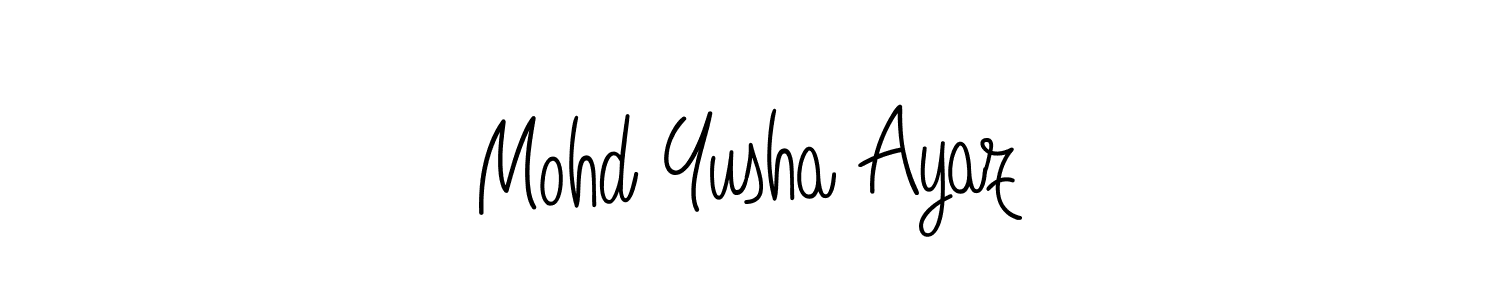 You should practise on your own different ways (Angelique-Rose-font-FFP) to write your name (Mohd Yusha Ayaz) in signature. don't let someone else do it for you. Mohd Yusha Ayaz signature style 5 images and pictures png