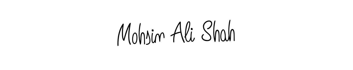 You should practise on your own different ways (Angelique-Rose-font-FFP) to write your name (Mohsin Ali Shah) in signature. don't let someone else do it for you. Mohsin Ali Shah signature style 5 images and pictures png