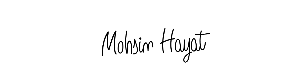 Make a beautiful signature design for name Mohsin Hayat. With this signature (Angelique-Rose-font-FFP) style, you can create a handwritten signature for free. Mohsin Hayat signature style 5 images and pictures png