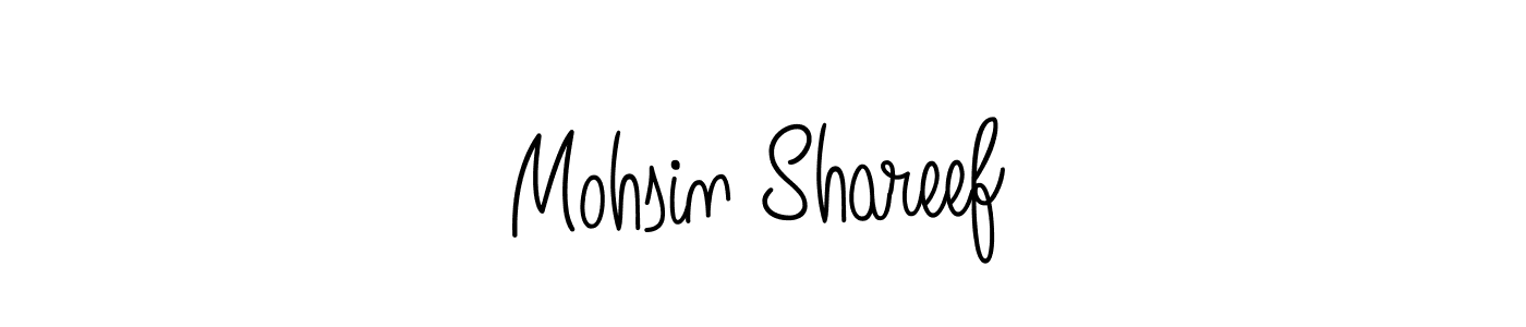 The best way (Angelique-Rose-font-FFP) to make a short signature is to pick only two or three words in your name. The name Mohsin Shareef include a total of six letters. For converting this name. Mohsin Shareef signature style 5 images and pictures png