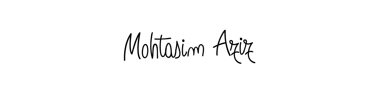 Make a beautiful signature design for name Mohtasim Aziz. With this signature (Angelique-Rose-font-FFP) style, you can create a handwritten signature for free. Mohtasim Aziz signature style 5 images and pictures png