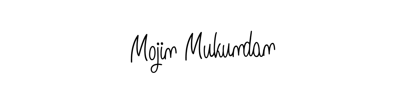 You should practise on your own different ways (Angelique-Rose-font-FFP) to write your name (Mojin Mukundan) in signature. don't let someone else do it for you. Mojin Mukundan signature style 5 images and pictures png