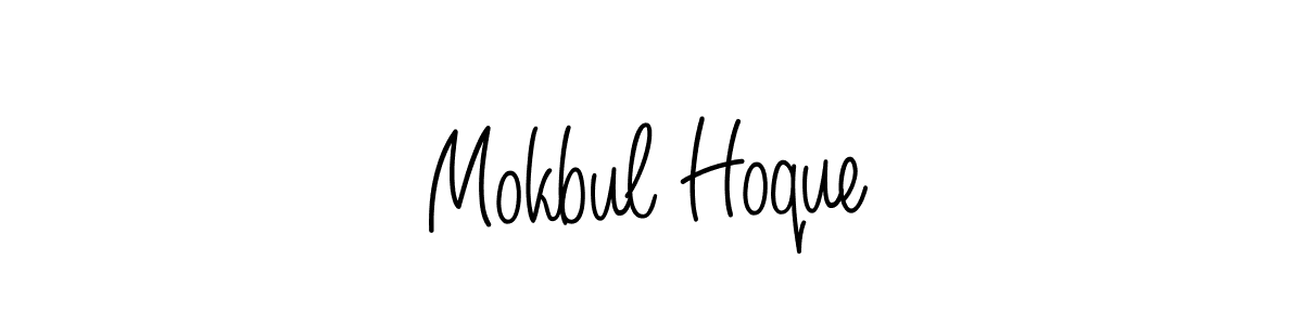 You should practise on your own different ways (Angelique-Rose-font-FFP) to write your name (Mokbul Hoque) in signature. don't let someone else do it for you. Mokbul Hoque signature style 5 images and pictures png