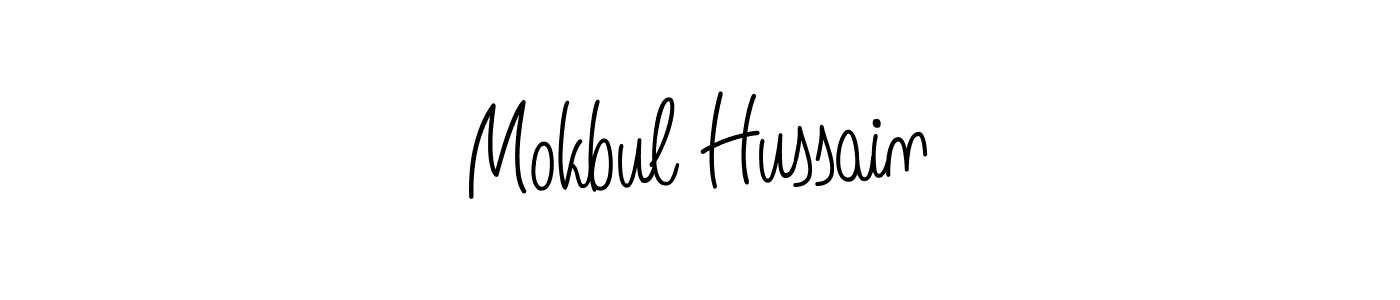 Make a beautiful signature design for name Mokbul Hussain. With this signature (Angelique-Rose-font-FFP) style, you can create a handwritten signature for free. Mokbul Hussain signature style 5 images and pictures png
