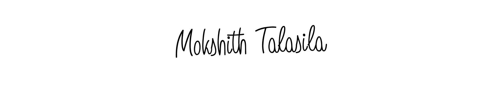 You should practise on your own different ways (Angelique-Rose-font-FFP) to write your name (Mokshith Talasila) in signature. don't let someone else do it for you. Mokshith Talasila signature style 5 images and pictures png