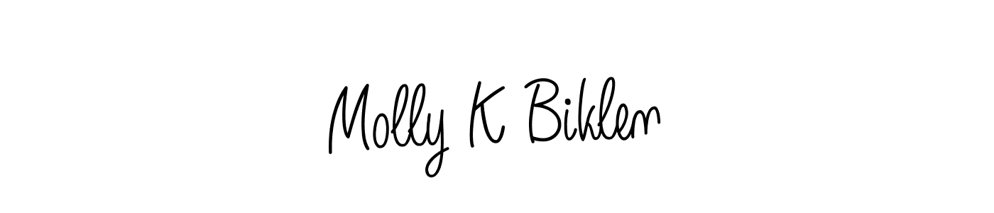 The best way (Angelique-Rose-font-FFP) to make a short signature is to pick only two or three words in your name. The name Molly K Biklen include a total of six letters. For converting this name. Molly K Biklen signature style 5 images and pictures png