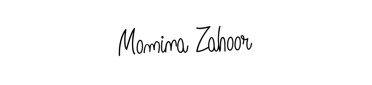 Make a beautiful signature design for name Momina Zahoor. With this signature (Angelique-Rose-font-FFP) style, you can create a handwritten signature for free. Momina Zahoor signature style 5 images and pictures png