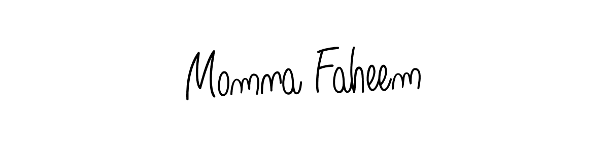 The best way (Angelique-Rose-font-FFP) to make a short signature is to pick only two or three words in your name. The name Momna Faheem include a total of six letters. For converting this name. Momna Faheem signature style 5 images and pictures png