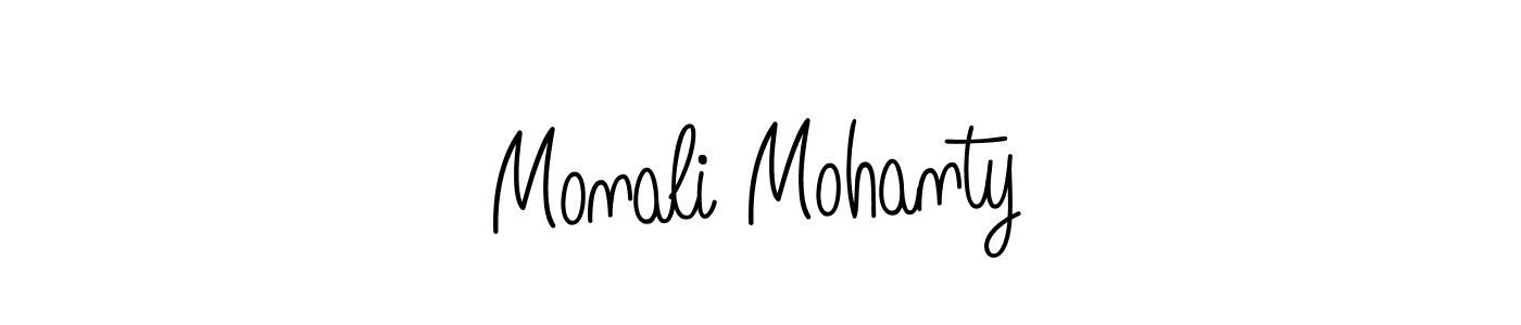 You should practise on your own different ways (Angelique-Rose-font-FFP) to write your name (Monali Mohanty) in signature. don't let someone else do it for you. Monali Mohanty signature style 5 images and pictures png