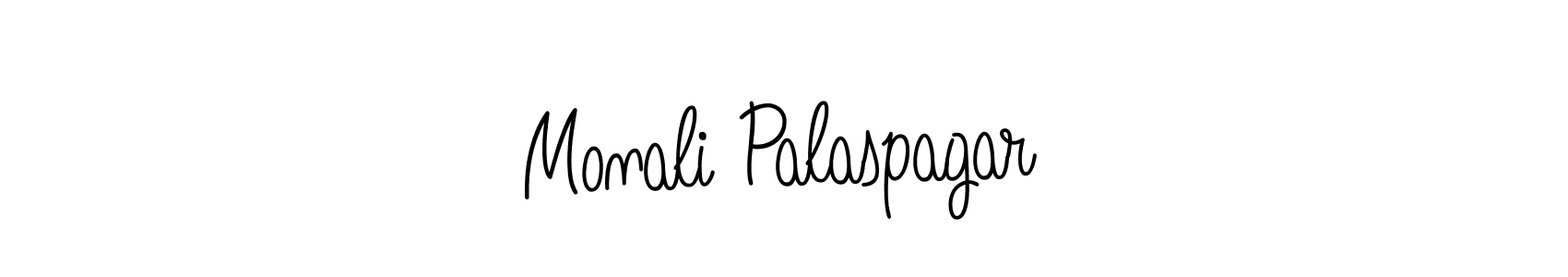 The best way (Angelique-Rose-font-FFP) to make a short signature is to pick only two or three words in your name. The name Monali Palaspagar include a total of six letters. For converting this name. Monali Palaspagar signature style 5 images and pictures png