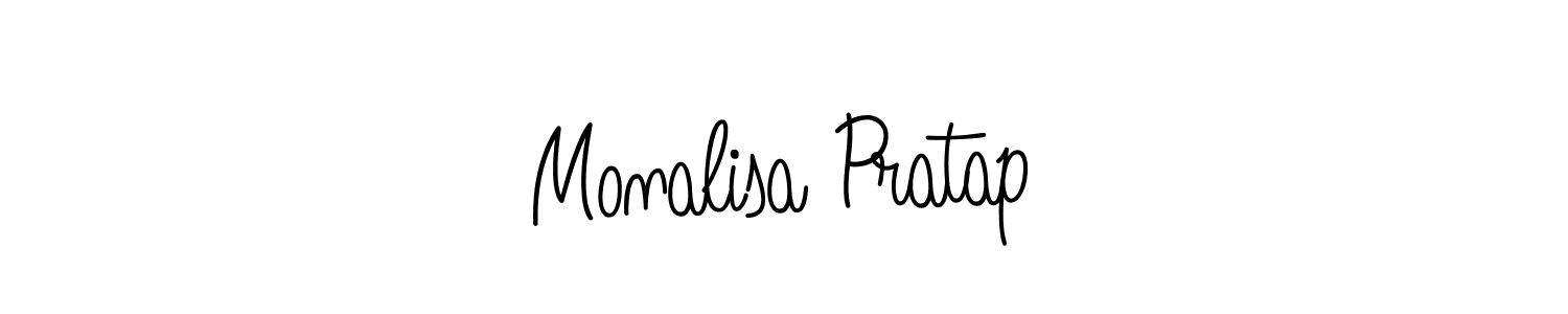 You should practise on your own different ways (Angelique-Rose-font-FFP) to write your name (Monalisa Pratap) in signature. don't let someone else do it for you. Monalisa Pratap signature style 5 images and pictures png