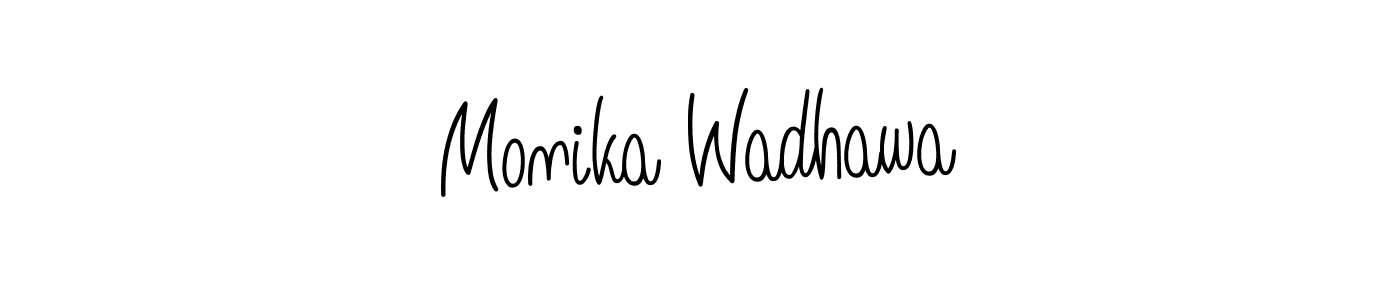 How to make Monika Wadhawa name signature. Use Angelique-Rose-font-FFP style for creating short signs online. This is the latest handwritten sign. Monika Wadhawa signature style 5 images and pictures png