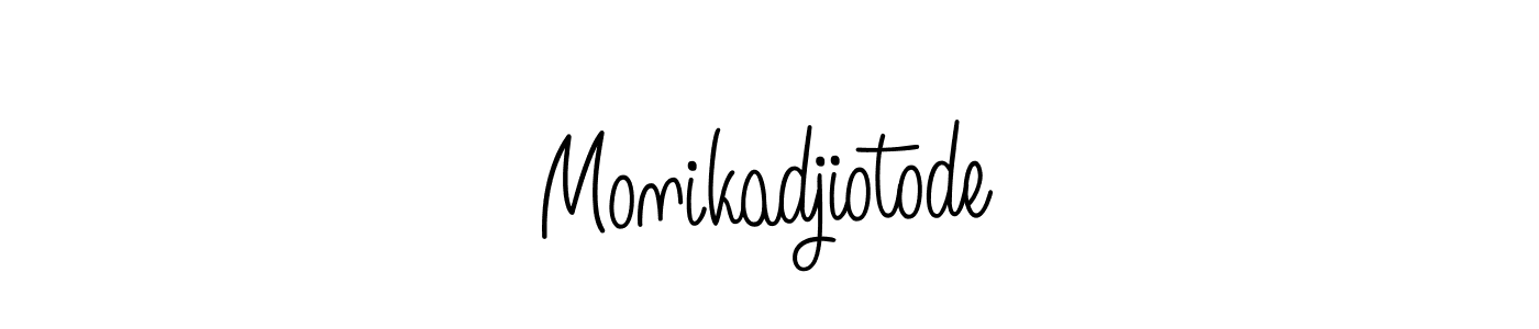Use a signature maker to create a handwritten signature online. With this signature software, you can design (Angelique-Rose-font-FFP) your own signature for name Monikadjiotode. Monikadjiotode signature style 5 images and pictures png