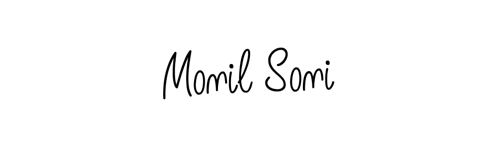 Create a beautiful signature design for name Monil Soni. With this signature (Angelique-Rose-font-FFP) fonts, you can make a handwritten signature for free. Monil Soni signature style 5 images and pictures png