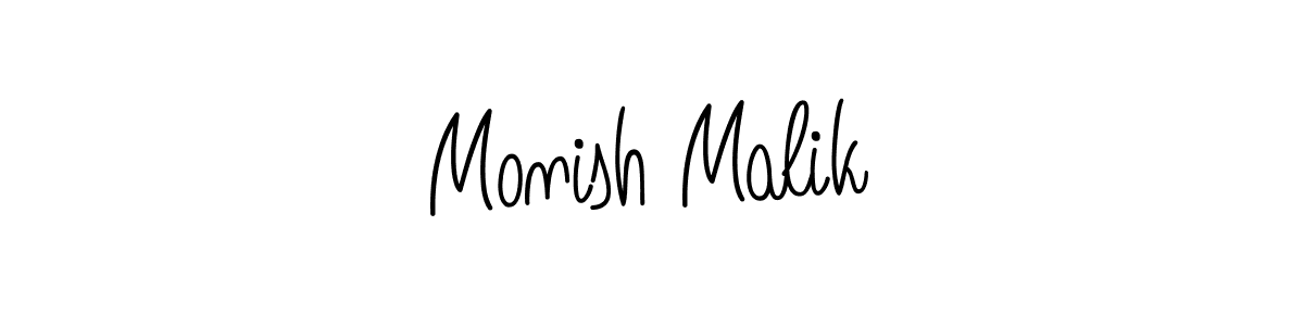 Use a signature maker to create a handwritten signature online. With this signature software, you can design (Angelique-Rose-font-FFP) your own signature for name Monish Malik. Monish Malik signature style 5 images and pictures png