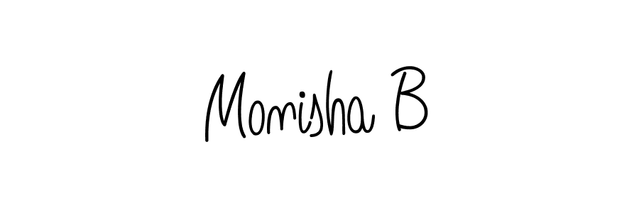 You should practise on your own different ways (Angelique-Rose-font-FFP) to write your name (Monisha B) in signature. don't let someone else do it for you. Monisha B signature style 5 images and pictures png