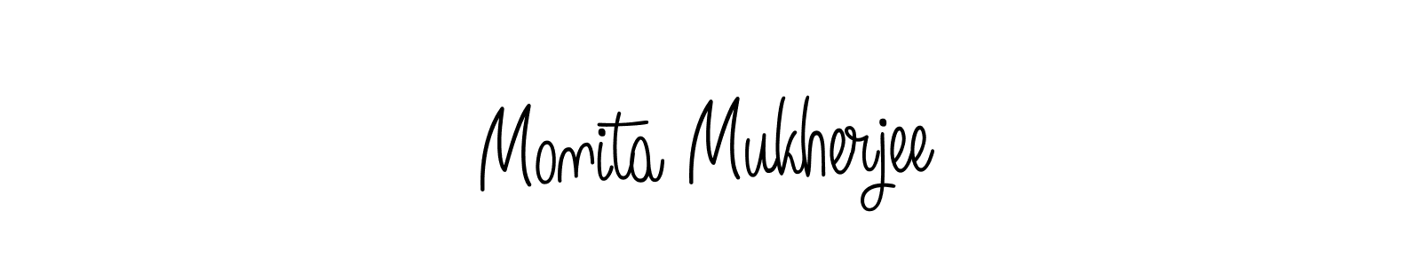 Make a beautiful signature design for name Monita Mukherjee. With this signature (Angelique-Rose-font-FFP) style, you can create a handwritten signature for free. Monita Mukherjee signature style 5 images and pictures png